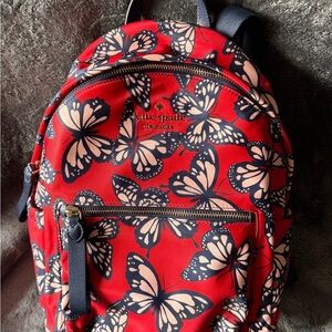 Kate Spade Red and Navy Butterfly Mini Backpack